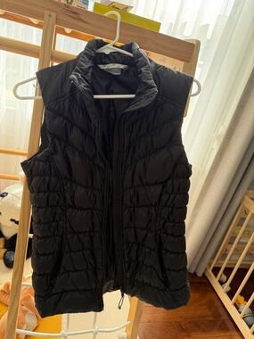 Athleta Black Quilted Puffy Vest with Stand Collar